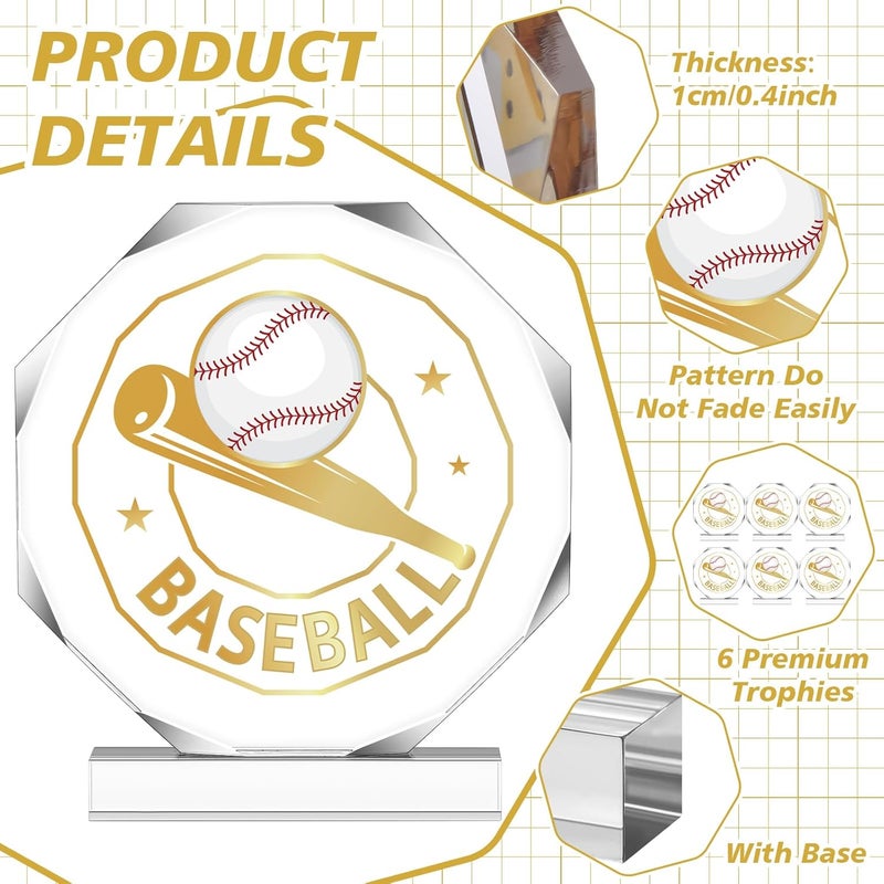 Anglechic 6 Pack Sports Trophy Acrylic Award Medals 4.72 x 4.72 Inch Sports Contest Trophies Bulk Plaques Team Prize Gift Trophies for Competition - Image 3